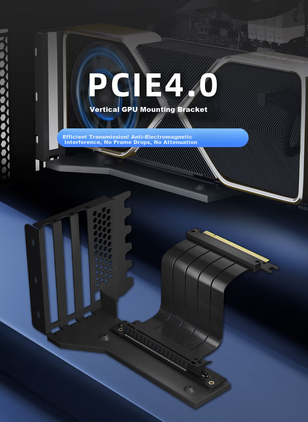 Gechu PCIe 5.0 Vertical GPU Bracket for 3-Slot Thick PCIe 5.0 Graphics Cards, Compatible with RTX 5090 (Ti) and RX 9070 (XT) GPUs 1