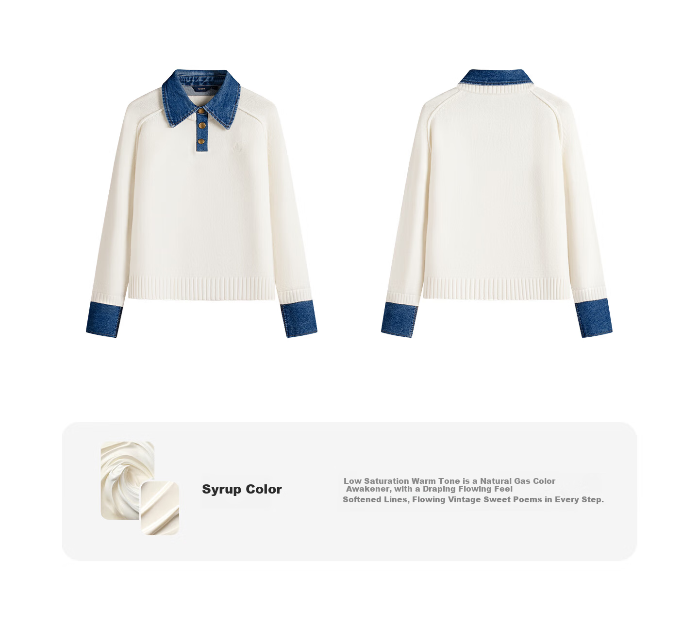 Navikail Italian Small Sailboat 25th Anniversary New Knit Sweater Women Loose Denim Patchwork Wool Sweater 2334015502 13