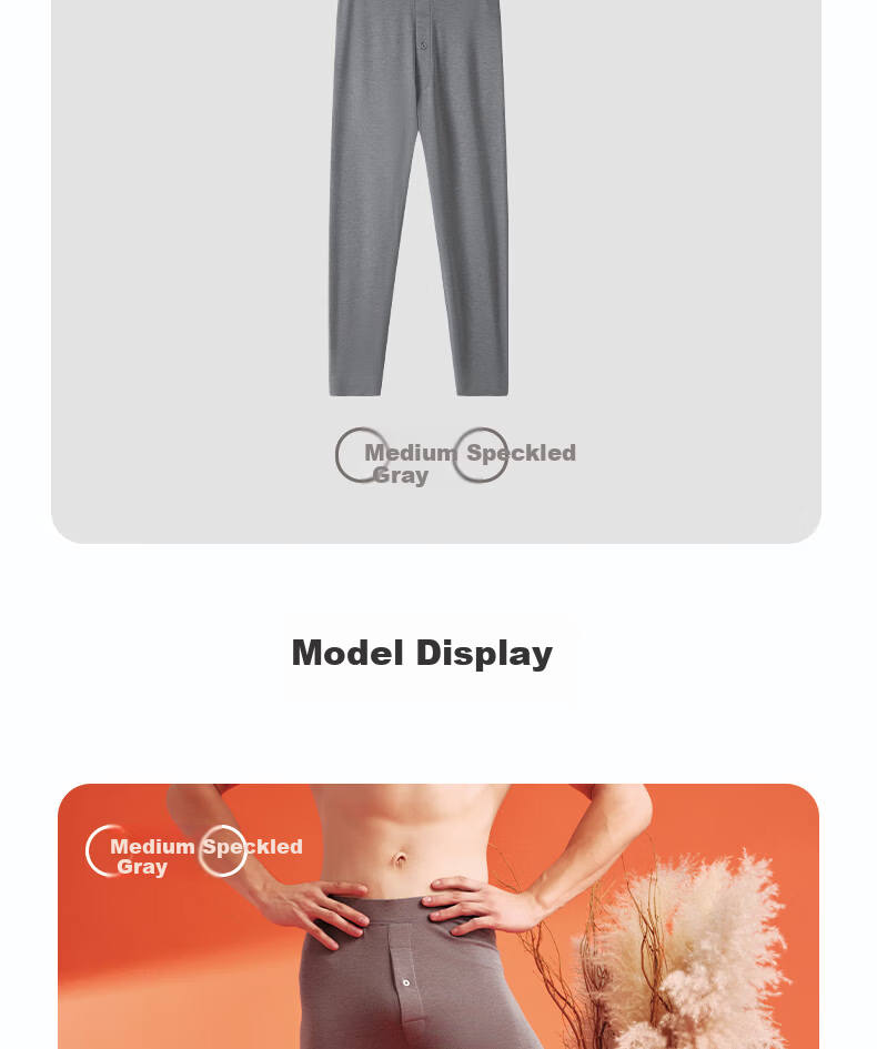 Yiershuang High Waist Warm Fleece-Lined Thick Thermal Pants Men's Autumn Winter Base Layer 19