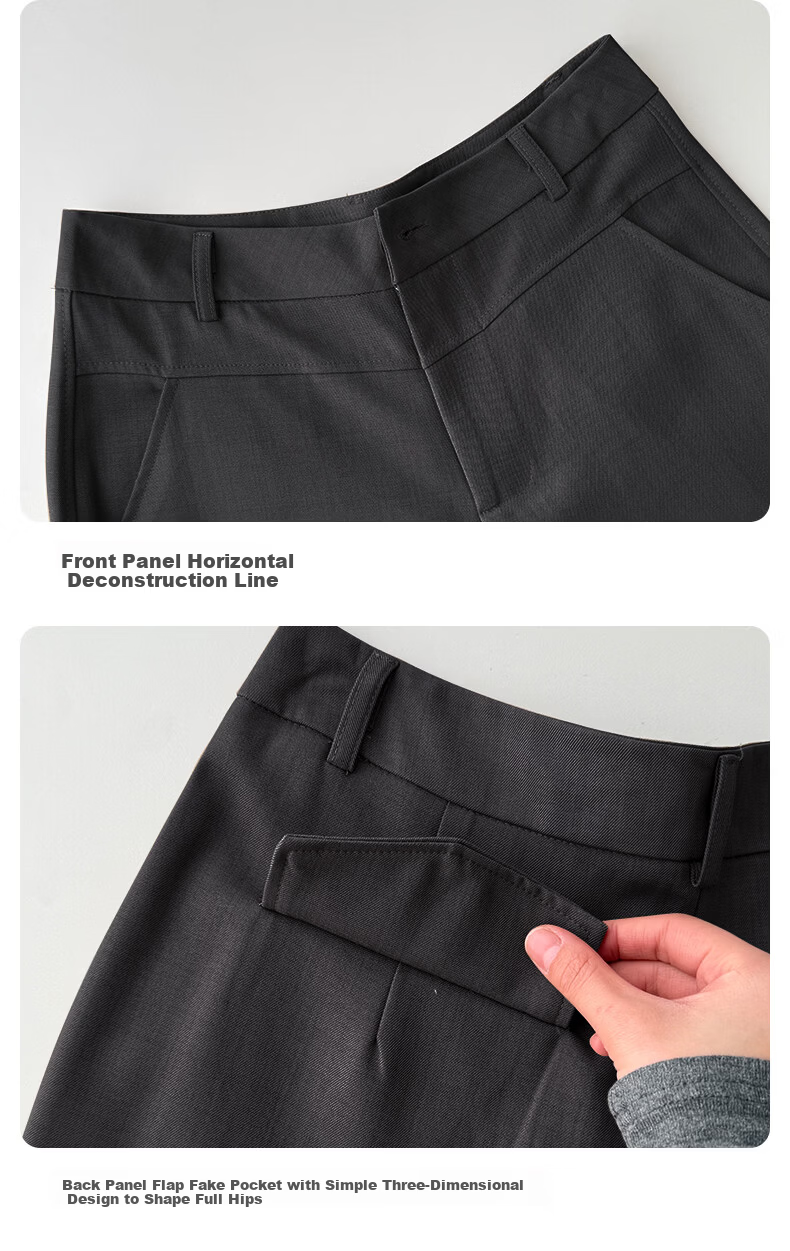 Langsha High-Waist Single-Button Draped Straight-Leg Wide-Leg Pants for Women Spring Summer Slim Fit Casual Trousers 12