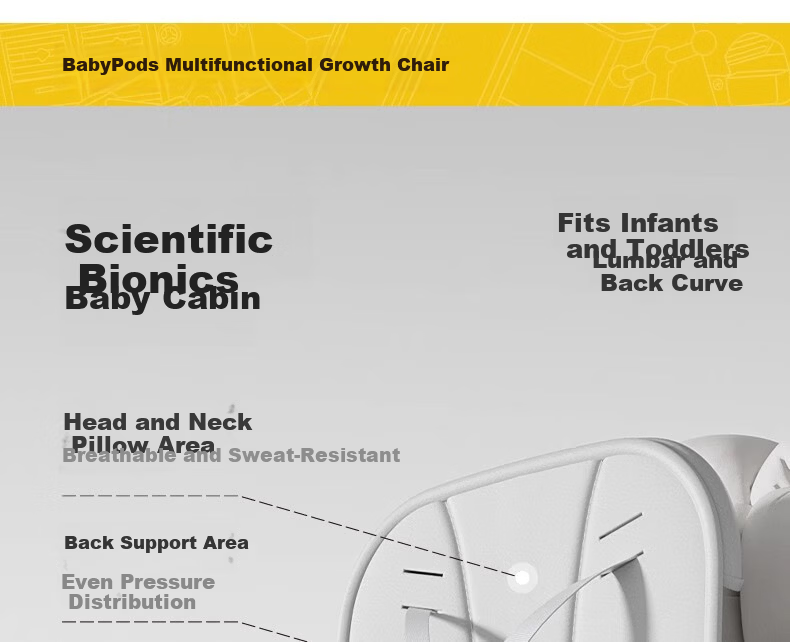 Babypods Baby High Chair Infant Dining Chair Household Children's Seat Multifunctional 2-in-1 Adjustable Feeding and Growth Chair 14