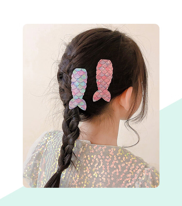 CHIMERA 6-Piece Children's Bangs Hair Clips with Sequins And Fish Scale Mermaid Tails BB Clips for Girls, Mid-Autumn Festival Gift 7