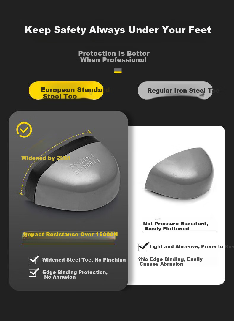 DELIXI ELECTRIC Men's Safety Shoes Cow Suede Steel Toe Anti-Smash Puncture Resistant Lightweight Slip-Resistant Durable Breathable Comfortable Work Safety Shoes 7