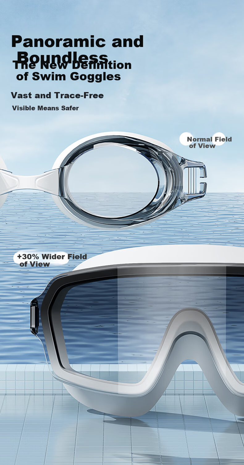 Peak Large Frame Swimming Goggles Adult Unisex HD Waterproof Anti-Fog Integrated Professional Diving Swimming Glasses Gradient Green 2