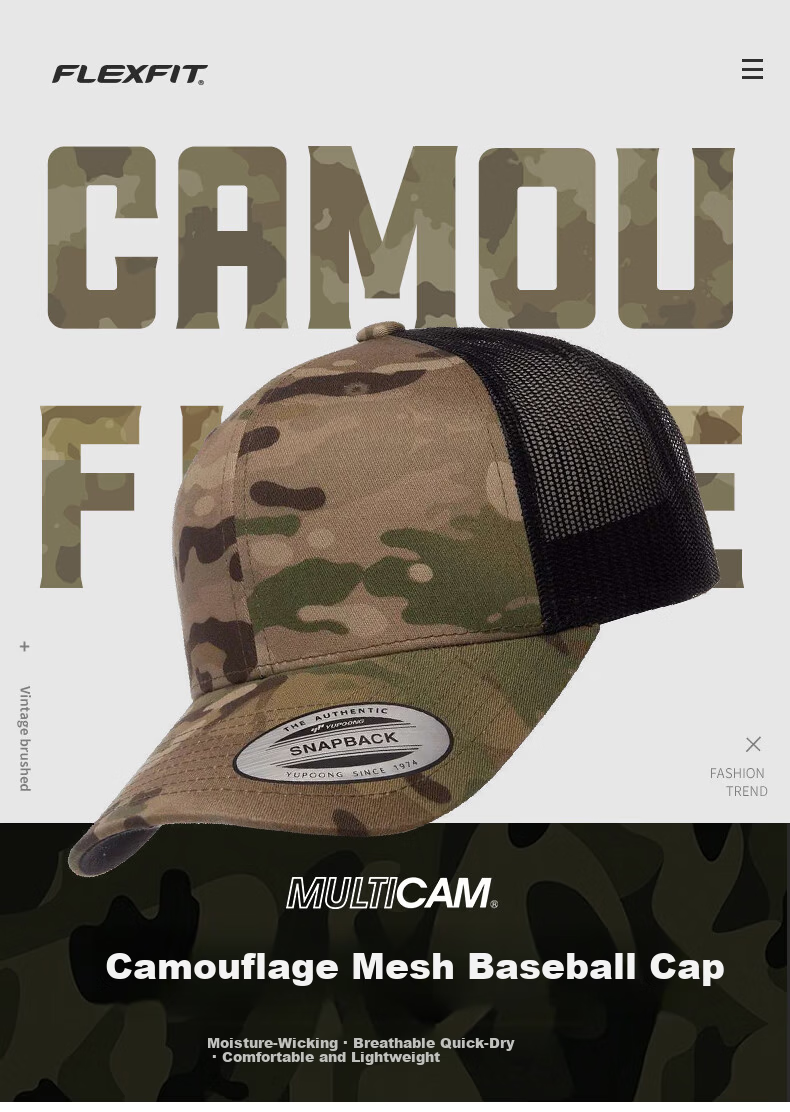 FLEXFIT Outdoor Camouflage Baseball Cap Military Sun Protection Visor MultiCam Trucker Hat Desert Camouflage 1