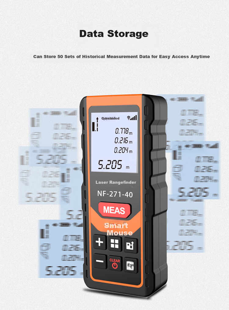 Smart Mouse NF-272L 80m Rechargeable Voice Handheld Laser Distance Meter Electronic Level Bubble Infrared Measuring Device Room Measuring Instrument Electronic Ruler Measurement Tool 4