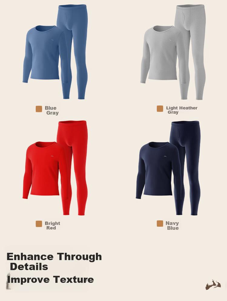 HLA【Mountain Not High】Men's Autumn Thermal Underwear Set Round Neck Class A 210g Pure Cotton Antibacterial Mite-Resistant Thin Warm Innerwear 14