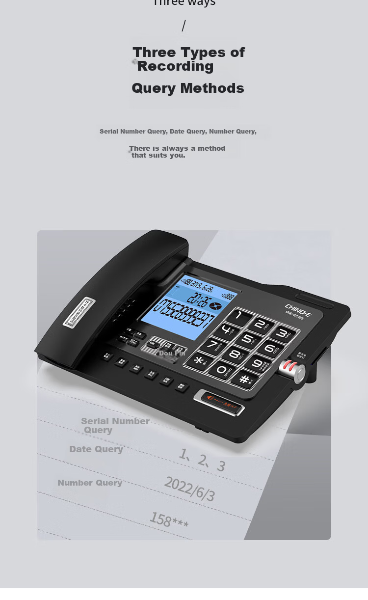 Zhongnuo Recording Landline Phone Smart Automatic Recording 1100 Hours Dual Mode Export Voicemail Hotel Fixed Phone Encrypted G025 Upgrade Version 16GB Card 6