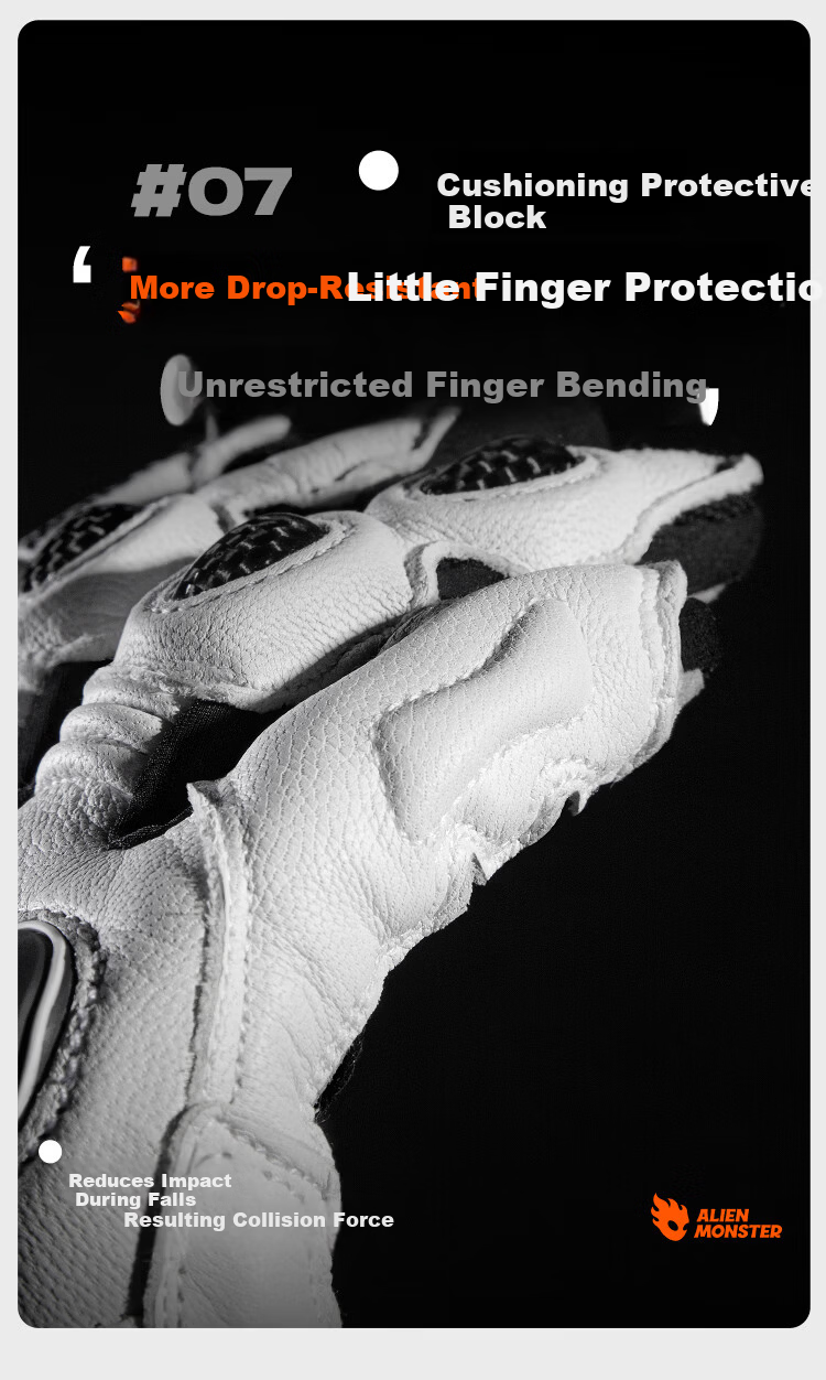 Alien Monster Ant King Motorcycle Gloves Carbon Fiber Anti-Fall Breathable Genuine Leather Riding Windproof Motorbike Gear Four Seasons Langxun White M 12
