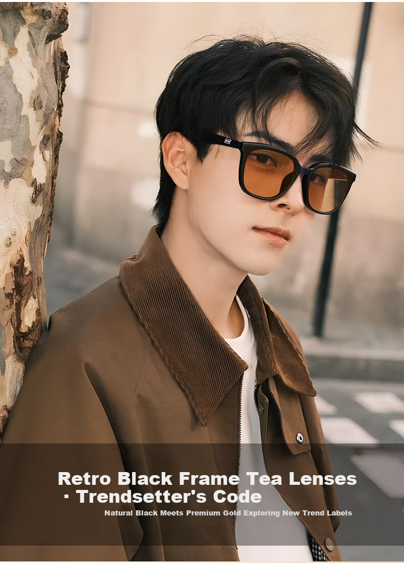 CAPONI Unisex Brown GM Sunglasses Trendy High-End Night Vision Driving UV Protection Large Face 6