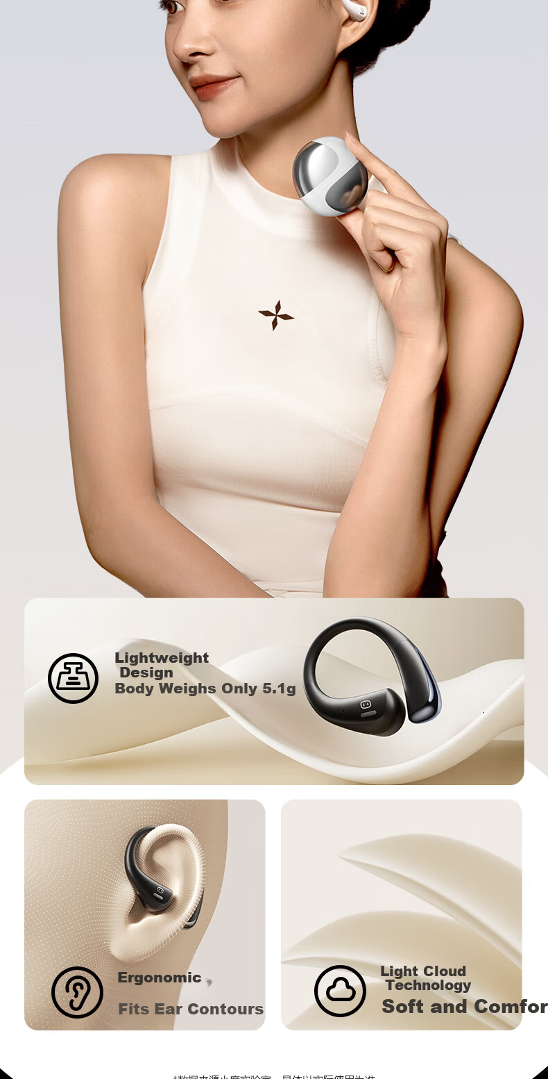 Xiaodu [Deng Kaitong Edition] S200PRO Bluetooth Earphones Air Conduction Concept Long Battery Life Wireless Sports Ear-Hook Compatible with Apple Huawei Blue 6