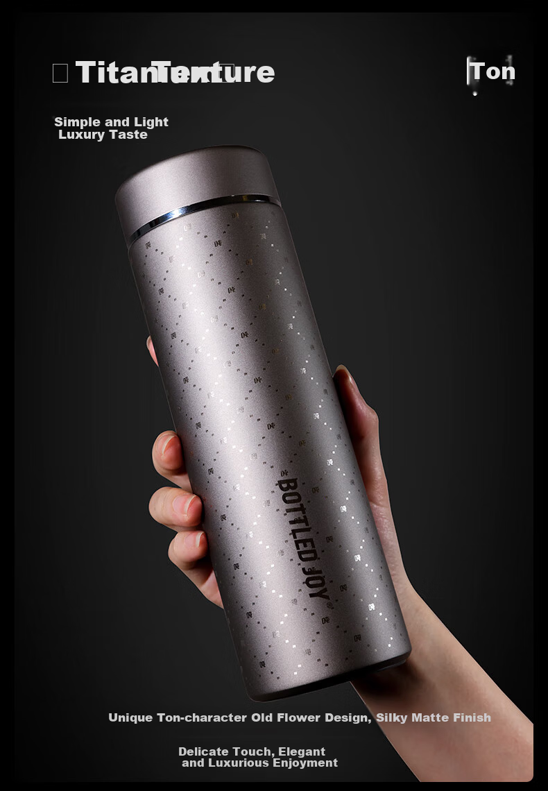 Dundun Pure Titanium Insulated Large Capacity Water Bottle for Men and Women High-End Titanium Tea Cup Stylish Portable Titanium Water Bottle 6