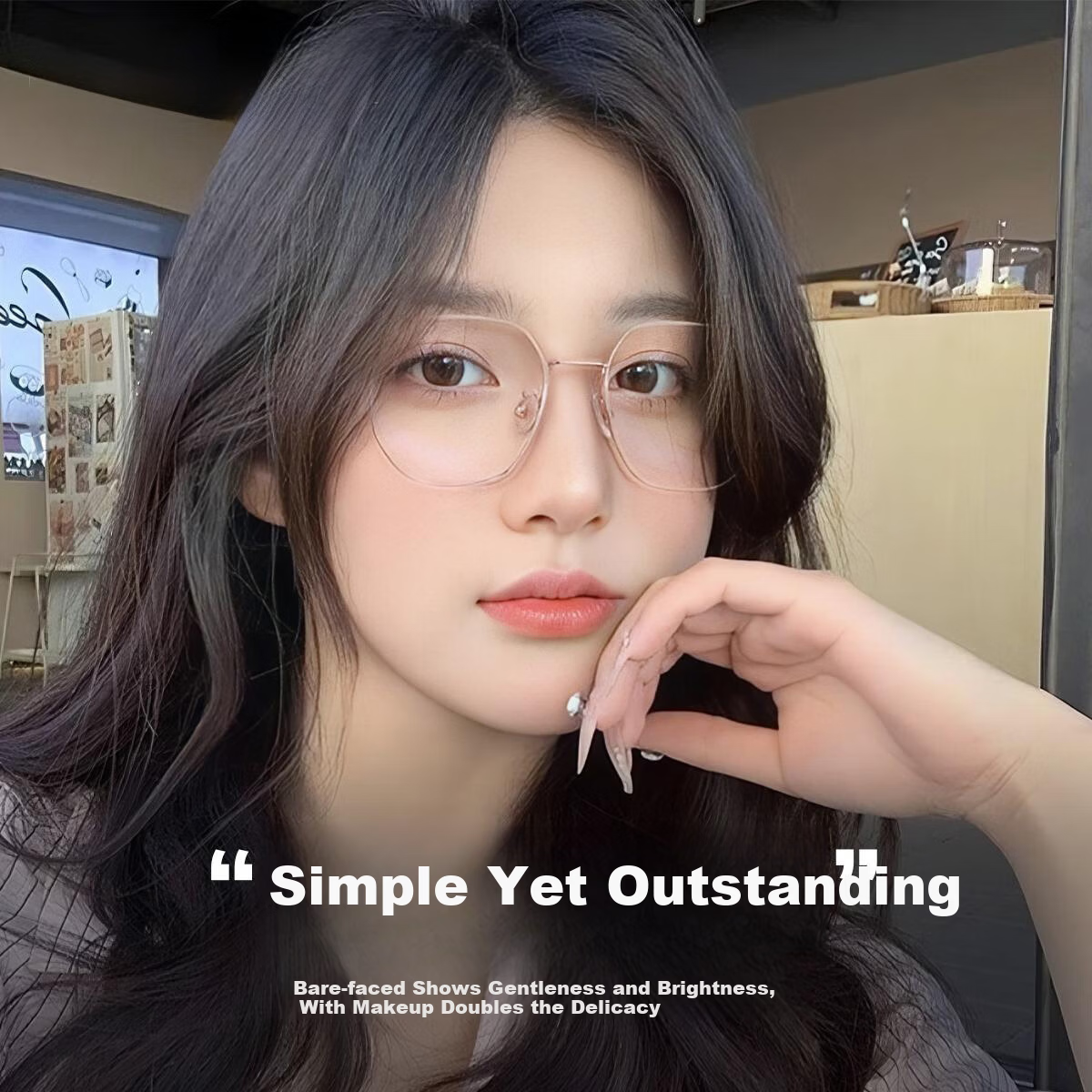 Murata Inao Anti-Blue Light Glasses Ultra-Light Milky White Gold Frame High-Definition Myopia Glasses Nude Makeup Essential Gold Frame Milky White 200 Degree