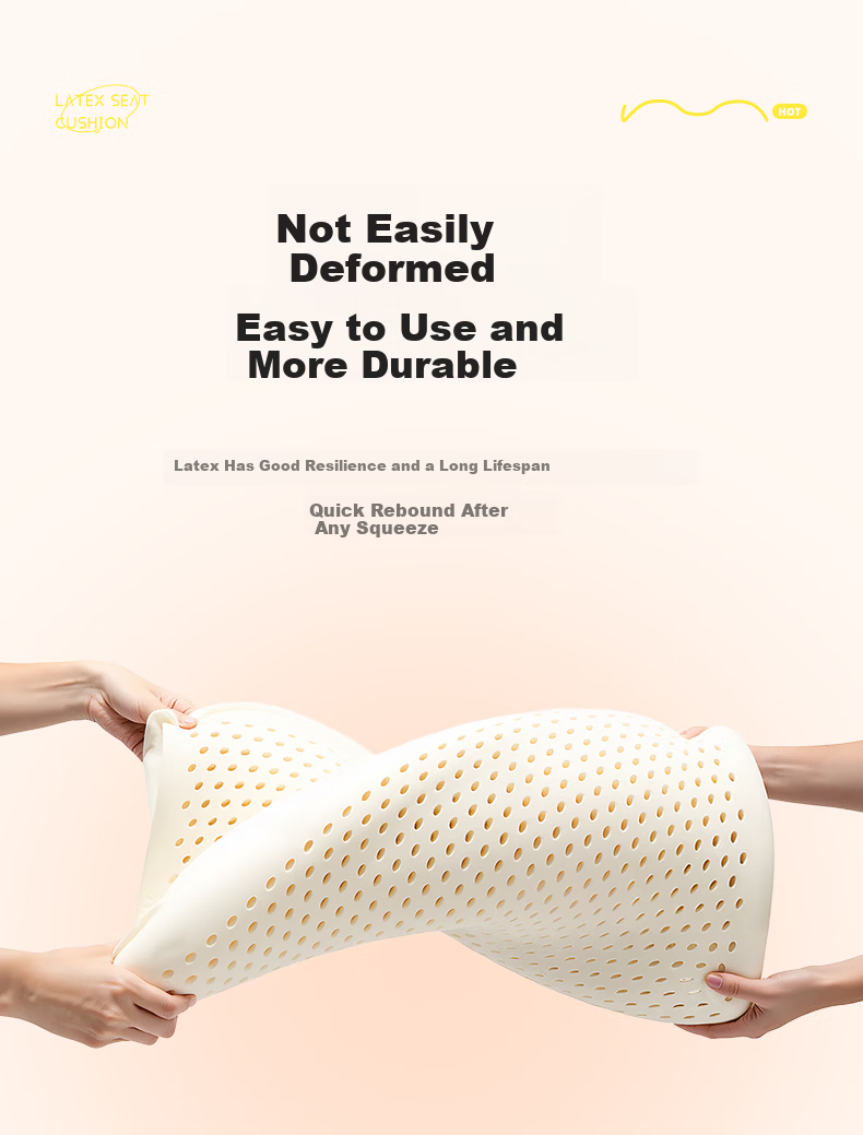 Zhiguozhe [96% Natural Latex | Imported from Thailand] Cushion Long Sitting Essential Pain-Free Office Chair Thickened Seat Pad 18