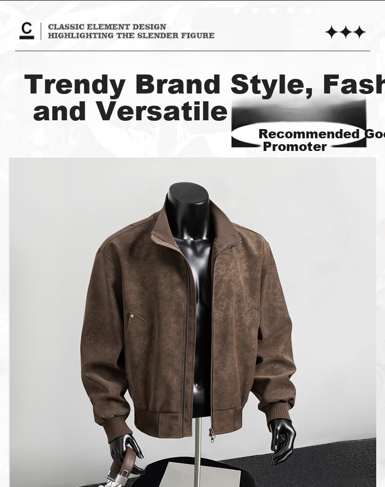 MARK FAIRWHALE American Vintage Matte PU Leather Jacket Men Autumn Winter Trendy Short Cleanfit Straight Shoulder Stand Collar Flight Jacket 2