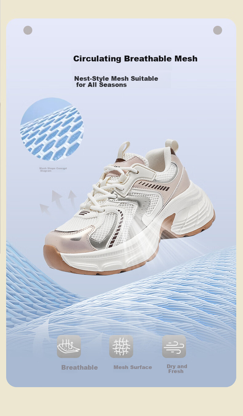 Daphne Women's Platform Dad Sneakers 2026 New Summer Casual Lightweight Thick Sole Height Increasing Sports Shoes 2