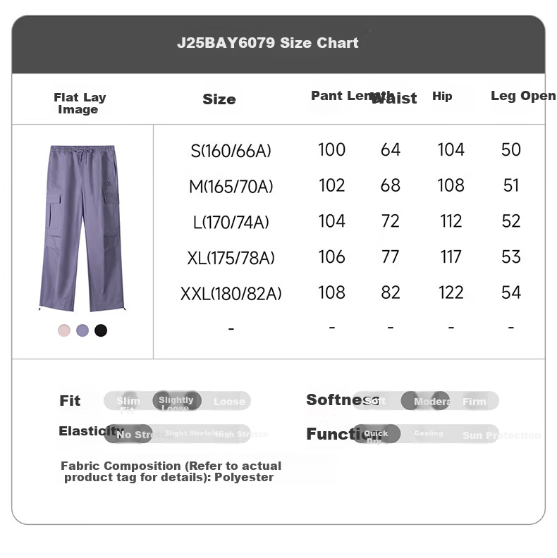 CAMEL Quick-Dry Workwear Women's Outdoor Hiking Travel Casual Woven Pants J25BAYL6079 Purple XL 35