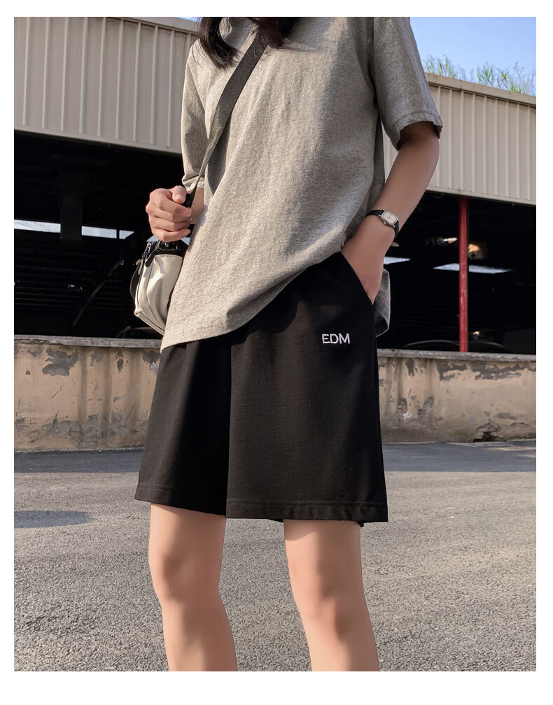 Langsha Women's Sports Shorts Pure Cotton Summer Thin Loose 2026 New Casual Five-Point Pants Trendy Ins Hong Kong Style Retro Mid-Length Shorts 13