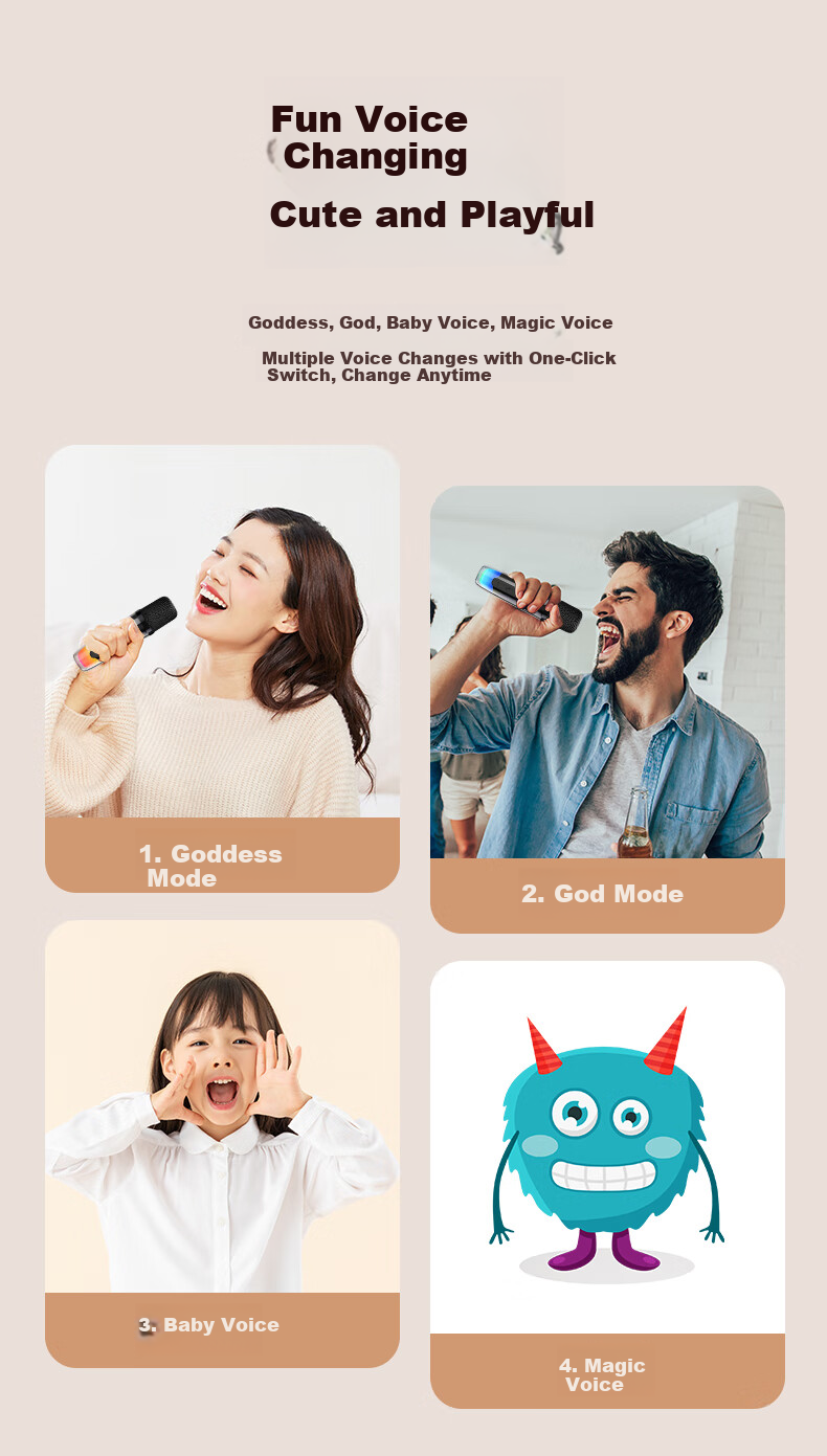 Haomuren Microphone Speaker All-In with Built-In Sound Card, Karaoke Microphone for Home KTV, Outdoor Singing, Live Streaming, Recording, Karaoke Dual Speaker System 3