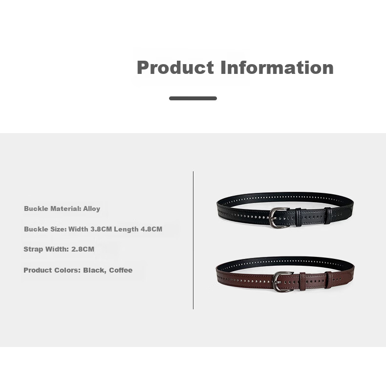 TUCANO Women's Full-Hole Leather Belt Casual Versatile Pin Buckle Jeans Belt Birthday Gift for Girlfriend 2