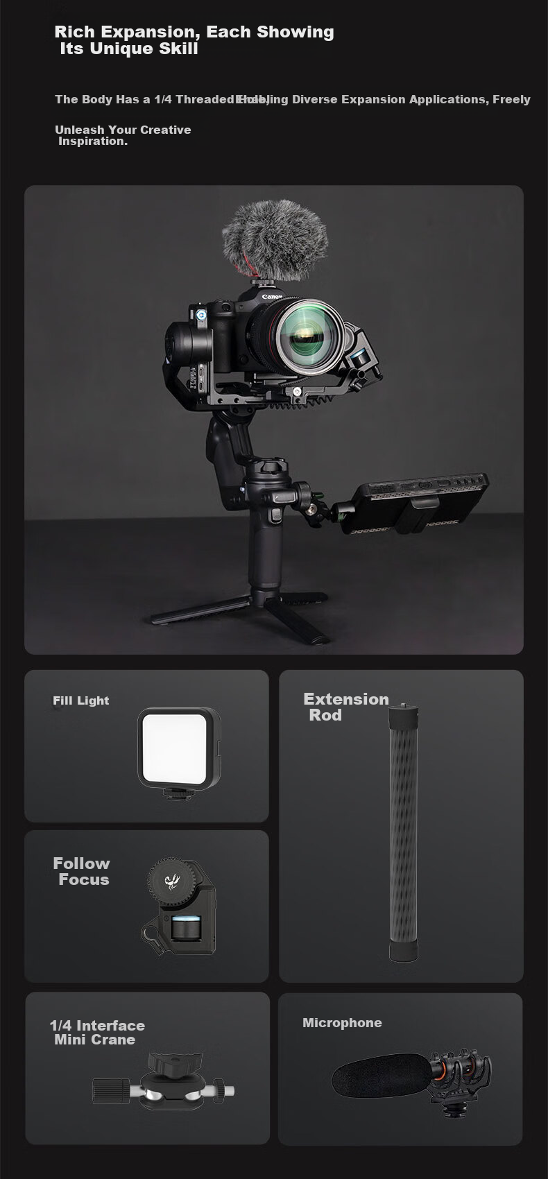 FeiyuTech Scorpion 3 Professional 3-Axis Stabilizer for Mirrorless and DSLR Cameras Live Streaming Handheld Gimbal AI Tracking Camera Stabilizer 19