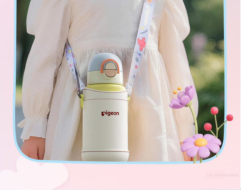 Pigeon Premium White Baby Children's Insulated Water Bottle Thermos Milk Bottle Straw Sippy Cup Anti-Choke Leak-Proof 300ml 12 Months+ 26