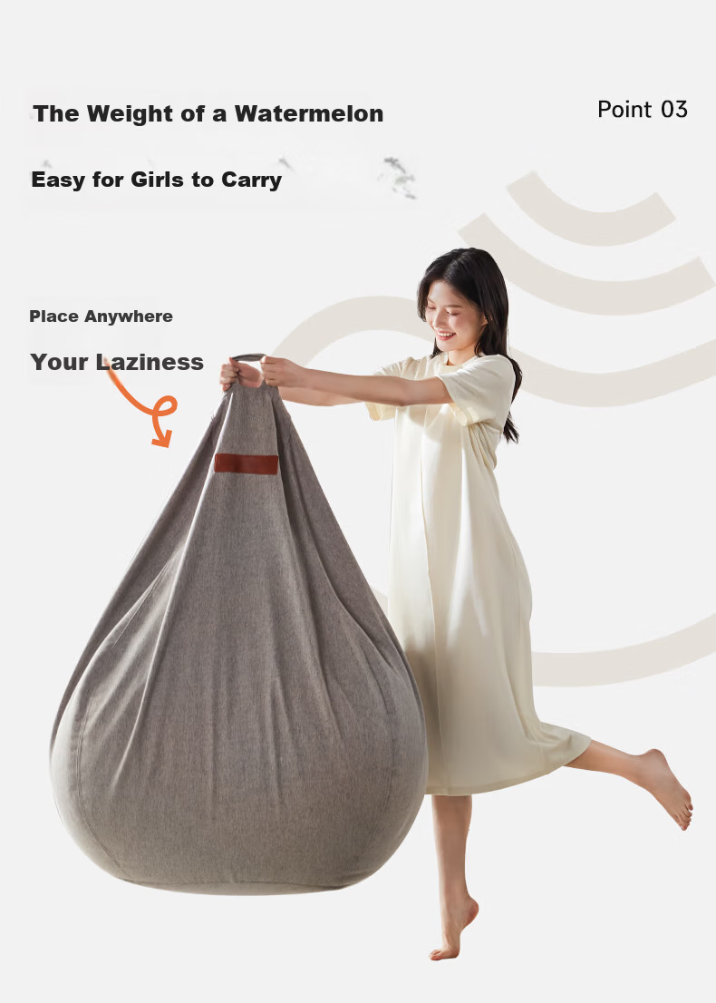 LUCKYSAC Lazy Sofa Bean Bag EPP Single Fabric Living Room Bedroom Balcony Small Sofa Premium Set Warm Gray 17