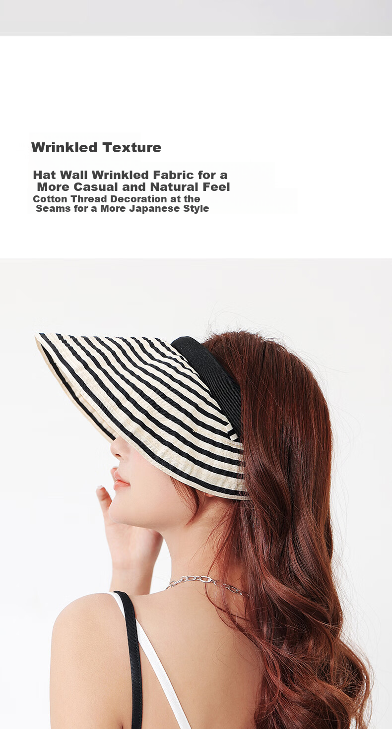 Romon Women's Sunscreen Hat UV Protection Foldable Sunshade Hat Wide Brim Open Top Headband Style Sun Hat 4