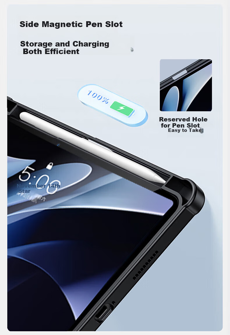 Shanmo Magnetic Detachable Silicone Case with Pen Slot for Huawei MatePad Pro 12.2-inch 2024/2025 Model Split Keyboard Cover White 19