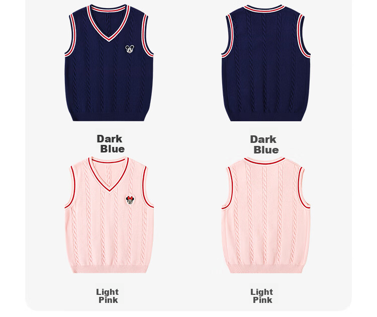 Disney Baby Kids Vest Boys and Girls Sweater Mid to Large Children Spring Casual College Style Knit Vest Light Pink 120 6