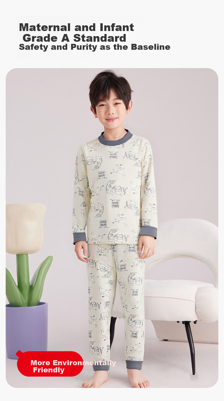 Hodo Children's Thermal Underwear Set Unisex Autumn Clothes A-Class Homewear Rose Rabbit 160 10