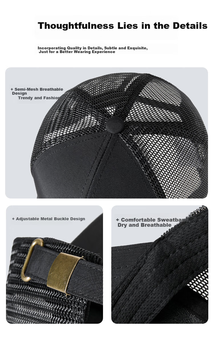 JEEP Men's Summer Quick-Dry Extended Brim Baseball Cap Women's Water-Repellent Duckbill Breathable Mesh Sunshade Hat 5