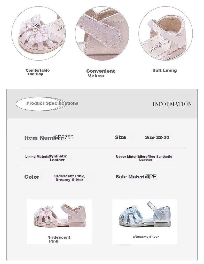 Fulromy Girls Toddler Walking Shoes Summer Sweet Bow Princess Sandals Baby Soft Sole Crystal Shoes Iridescent Pink Size 22 3