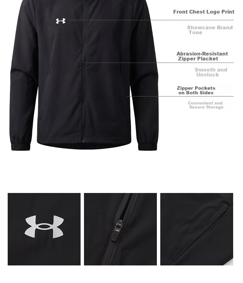 Under Armour Men's Sports Jacket, Summer New Style Sun Protection Clothing, Ice Silk Cool-Feeling Breathable Lightweight Outdoor Running Training Jacket 11