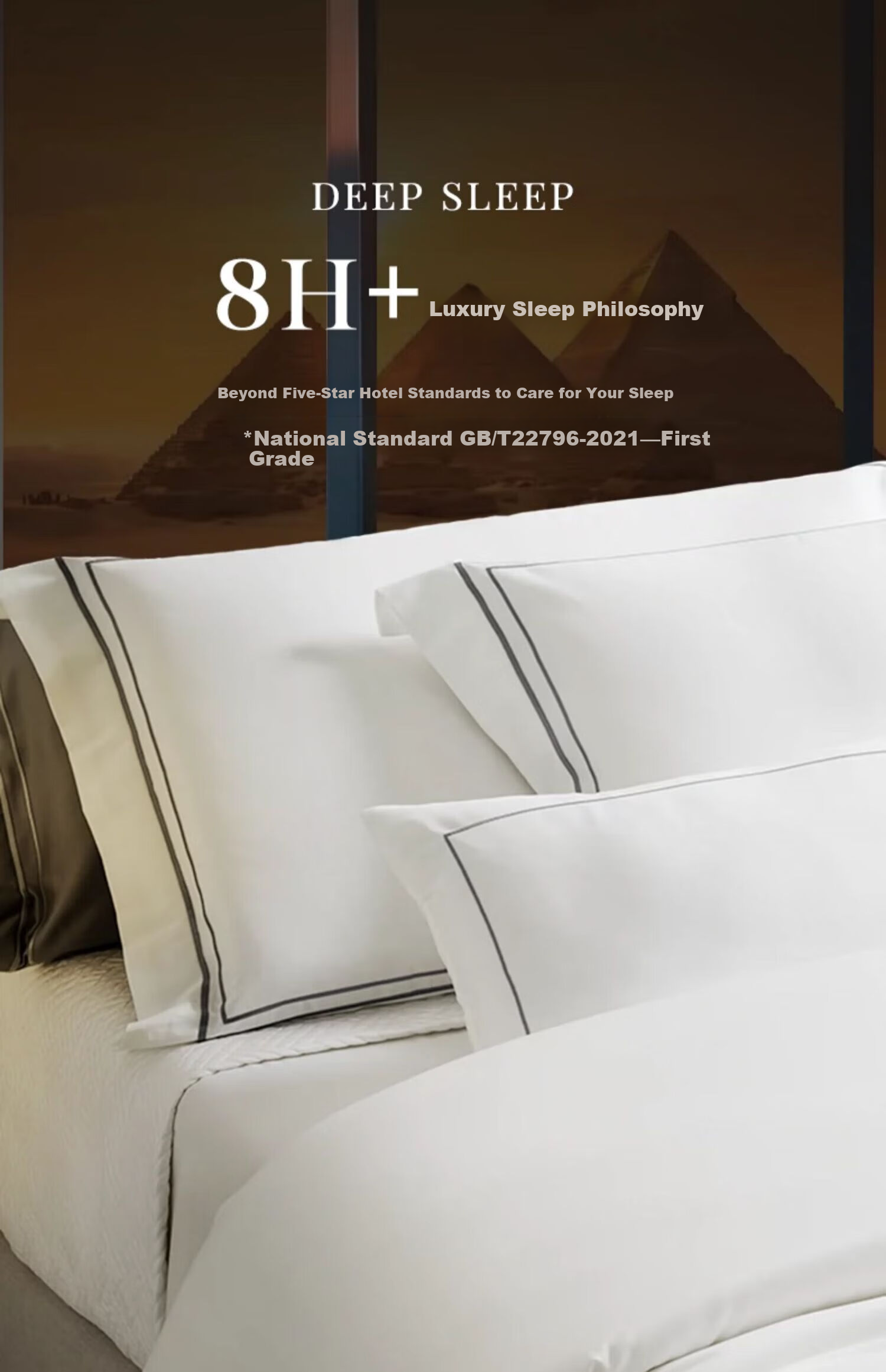 Kang'erxin Egyptian Cotton 4-Piece Set Pure Cotton Luxury Bedding 100-Thread Count Fitted Sheet Style Sky White 1.5m Bed 15