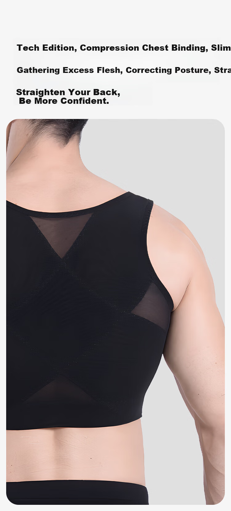 Livex Men's Shapewear Chest Binder Vest Invisible Bandage Anti-Bulge Large and Flat Chest Compression Slimming Bodywear 4