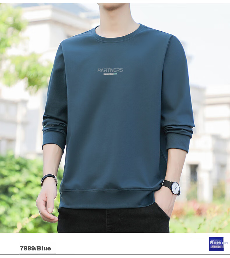 ROMON Men's Sweatshirt, Autumn Large Size Long-Sleeve T-Shirt, Outdoor Sports Casual Jacket, Base Layer Top, UP89 Navy Blue XL 6