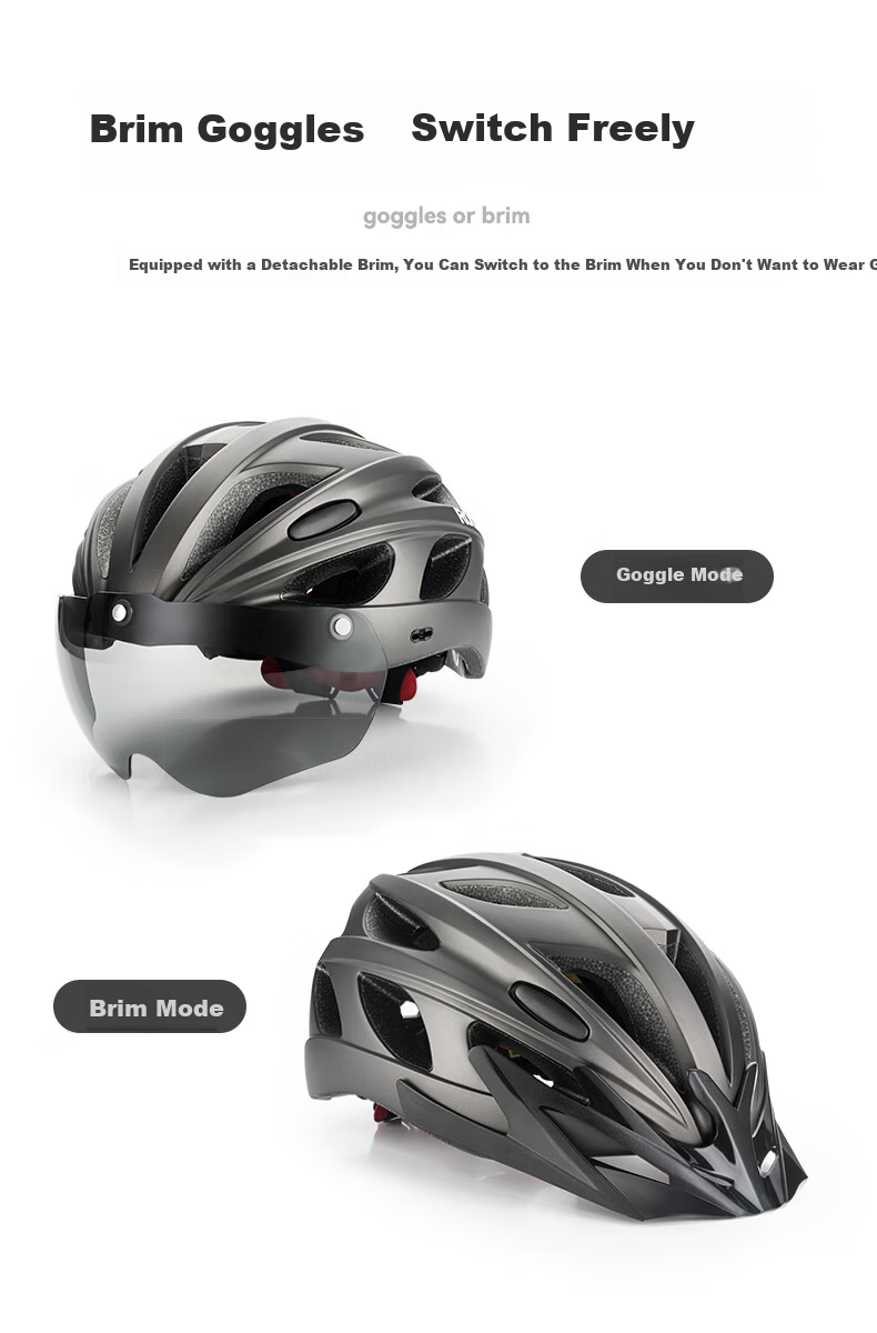 ROCKBROS Large Size Bicycle Helmet with Goggles, Wide And Enlarged Cycling Helmet for Men And Women, Road Bike, Pearl White with Photochromic Lenses 6