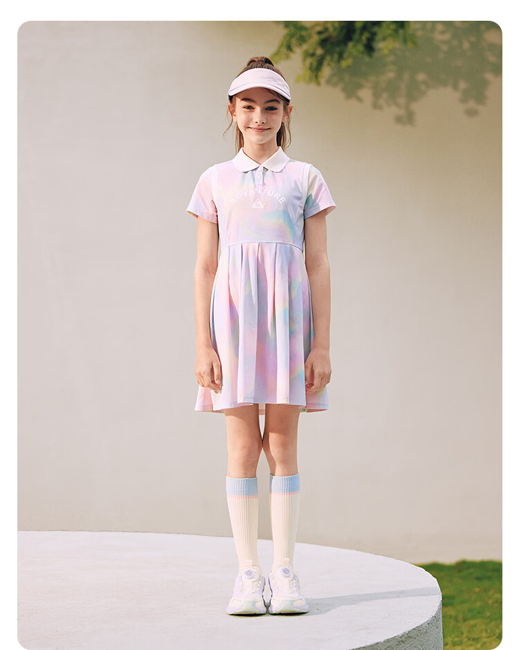 Balabala [balaOne] Girls' Dress Children's Summer Polo Dress Waist-Drawn Quick-Dry 21