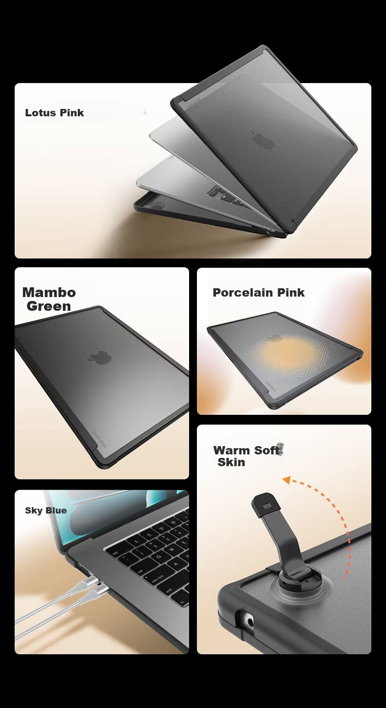 VOKAMO 2026 New M5 Compatible MacBook Pro 14-inch M5/M4/M3 Laptop Case Protective Cover Portable Semi-Transparent Black 3