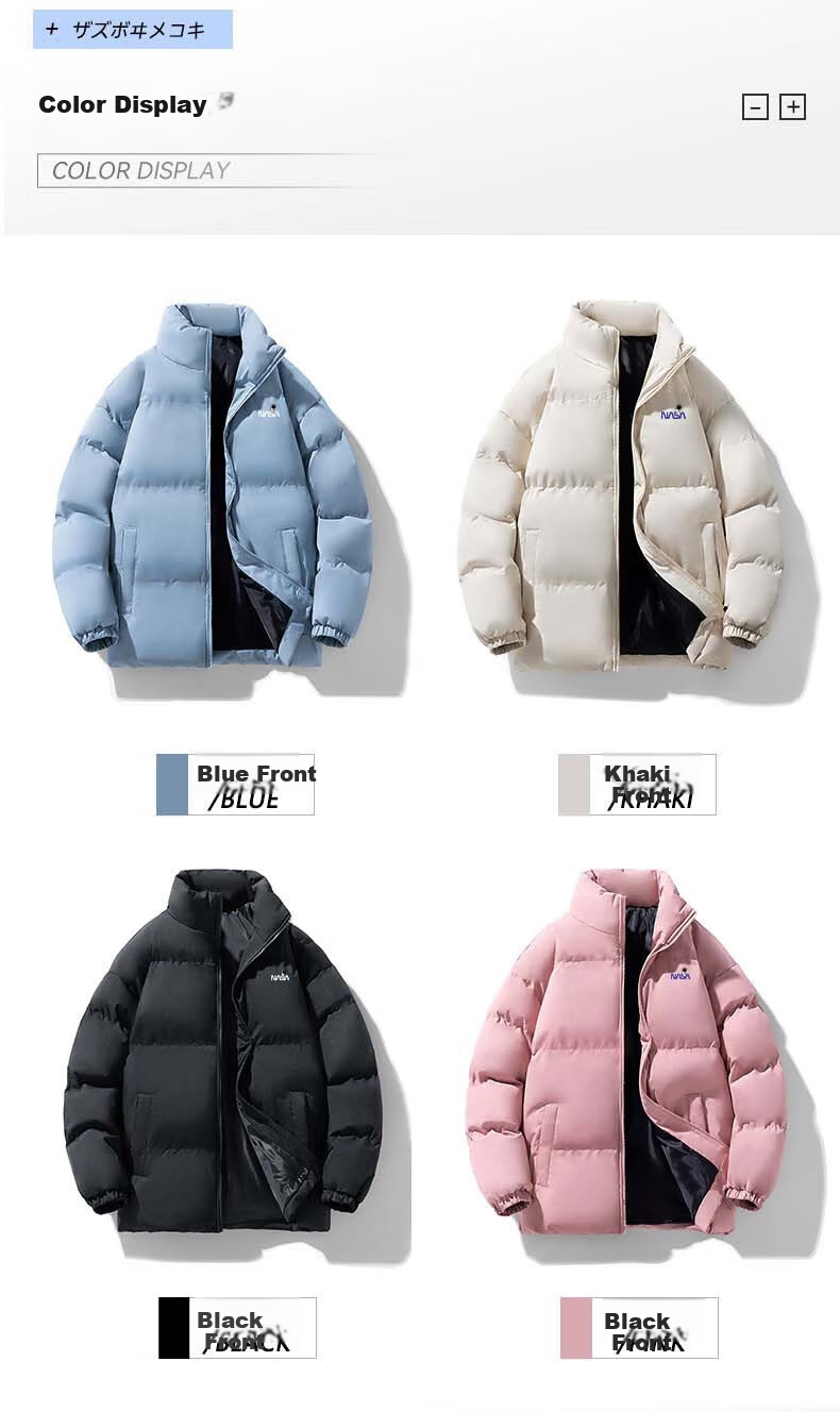 NASA MARVEL Men's Cotton Padded Jacket Winter Thick Warm Casual Trendy Couple's Coat 17