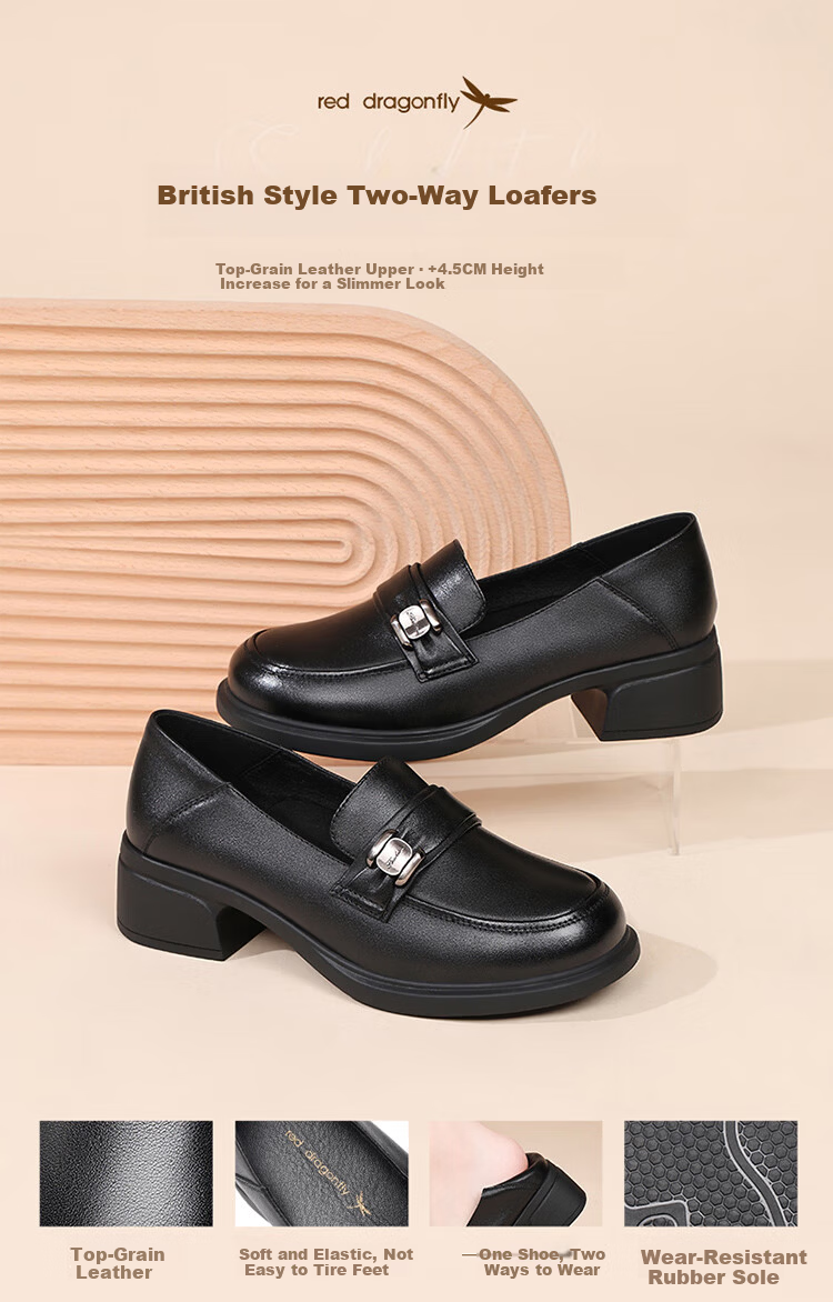 Red Dragonfly Women's Leather Soft Sole Loafers Casual Slip-On Low-Cut Shoes WTB352181 Black Size 40 1
