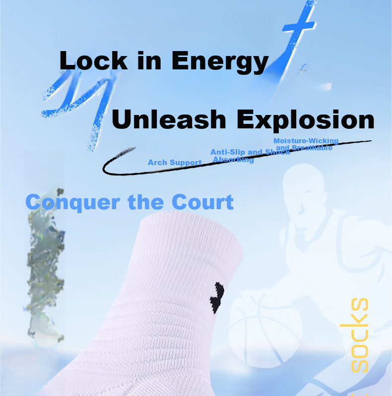 Under Armour Socks for Men And Women, Sports Basketball Socks, Summer Running Marathon Socks, Cotton Odor-Resistant Terry Bottom Badminton Mid-Length Socks 1
