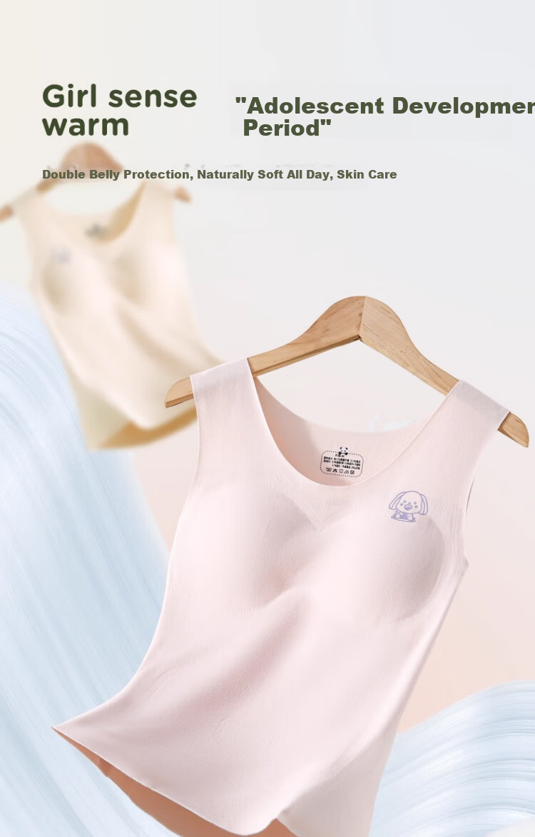 GUJIN Girls' Developmental Warm Vest, Thermal Underwear for Elementary and Middle School Students, Girls' Bra 3-Pack 1