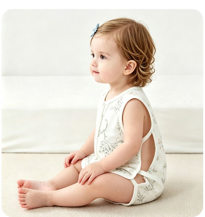 Aibao Baby Summer Thin Sleeveless Romper Bodysuit Newborn Crawling Suit T350 Platycodon 66cm 10