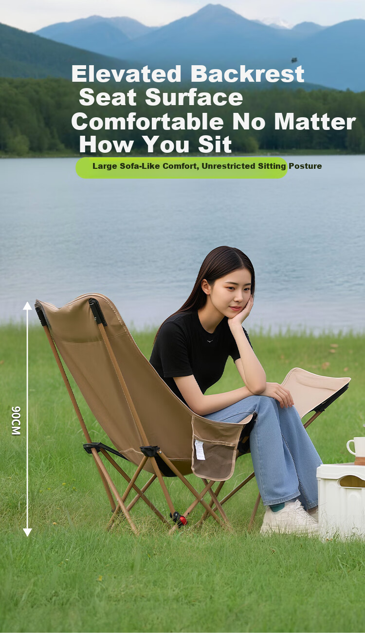 WhitePeak Outdoor Folding Nap Chair Portable Moon Chair Dual-Use Camping Recliner Office Nap Beach Chair 7