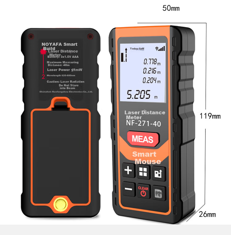 Smart Mouse NF-272L 80m Rechargeable Voice Handheld Laser Distance Meter Electronic Level Bubble Infrared Measuring Device Room Measuring Instrument Electronic Ruler Measurement Tool 12