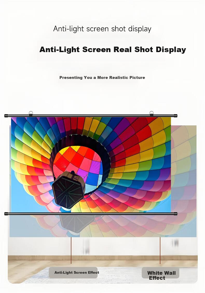 Ganyi No-Drill Wall-Mounted Projection Screen White Fiberglass C100 100-inch 16:9 Wide Viewing Angle 4K HD Side Projection Compatible with All Lumen Projectors 2