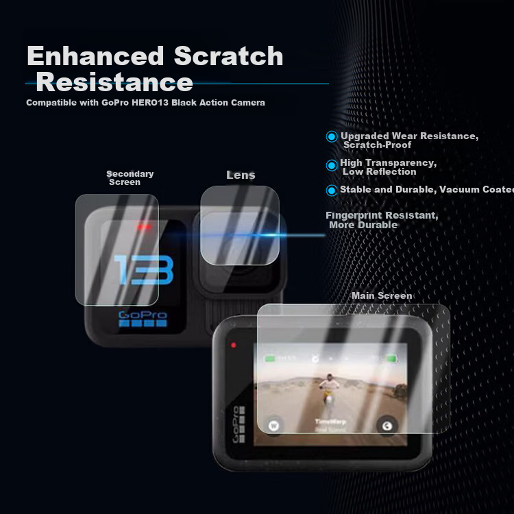 Jingsheng GOPRO HERO13 Black Tempered Glass Lens Protective Film Scratch-Resistant High-Definition Transparent Camera Screen Lens Protector Film 1
