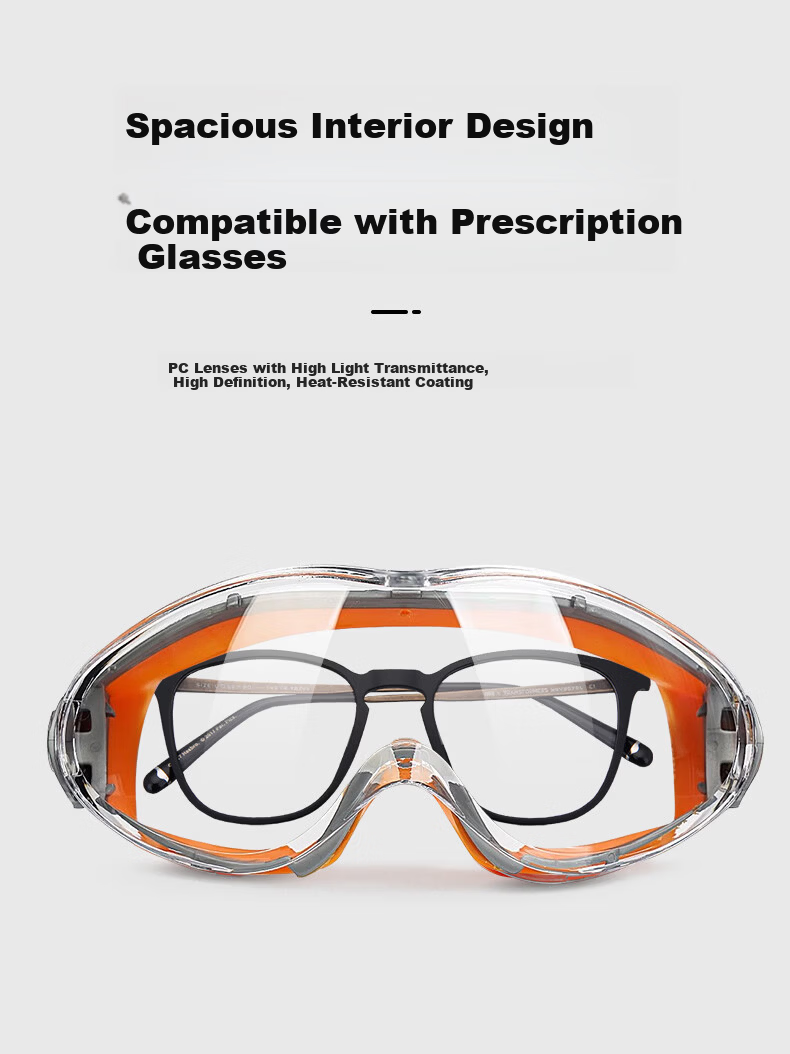 TA Protective Goggles Anti-Pollen Anti-Fog Windproof Sandproof Face Seal Dustproof Industrial Cutting Splash Grinding Anti-Fog Mountaineering Cycling Protective Glasses with Prescription Compatibility 4